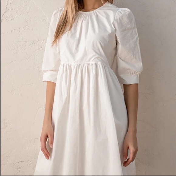 New Lulus White Cotton Babydoll Dress, Size Large - Picture 3 of 7